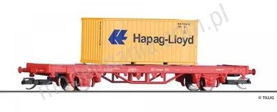 Wagon towarowy platforma kontenerowy Lgs z kontenerem 20 st.