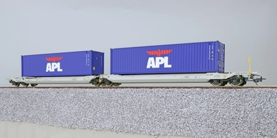 Wagon kieszeniowy Sdggmrs, NL-AAEC, z kontenerami APL