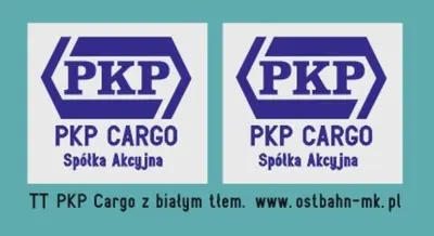 Kalkomania PKP Cargo niebieskie z białym tłem na węglarkę (9,1 x 8,1 mm)