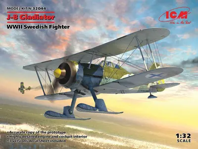 Szwedzki myśliwiec J-8 Gloster Gladiator z nartami