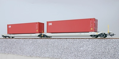 Wagon kieszeniowy Sdggmrs, NL-AAEC, z kontenerami CAI
