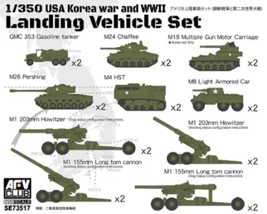 Zestaw amerykańskich pojazdów wojskowych, desant, II wojna światowa i wojna w Korei