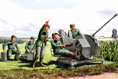 Niemiecka obsługa działka p-lot FlaK 20mm