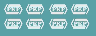 Kalkomania białe logo PKP w trumience