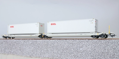 Wagon kieszeniowy Sdggmrs, NL-AAEC, z kontenerami OOCL