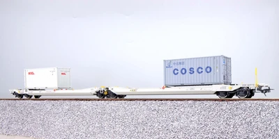 Wagon kieszeniowy Sdggmrs, NL-RN, z kontenerami OOCL + Cosco