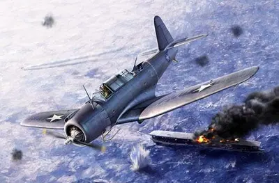 Amerykański bombowiec SB2U-3 Vindicator, bitwa of Midway