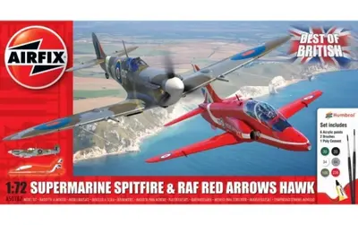 Brytyjskie lotnictwo: Supermarine Spitfire i Red Arrow Hawk, z farbami