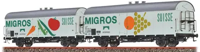 Zestaw 2 wagonów towarowych chłodni Ibs 394 "Interfrigo - Migros"
