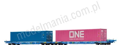 Wagon towarowy kontenerowy typ Sffggmrrss36 VTG z kontenerami 40 „ONE”
