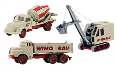 Zestaw WiMo-Bau 3: koparka łopatowa Krupp Ardelt, wywrotka wysokoburtowa MAN i betoniarka