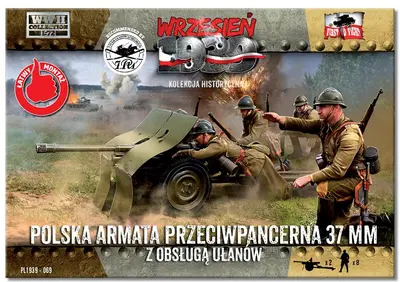 Polska armata przeciwpancerna 37 mm z obsługą ułanów