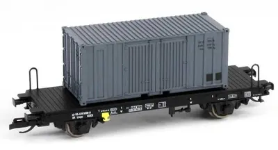 Wagon towarowy platforma z kontenerem pocztowym