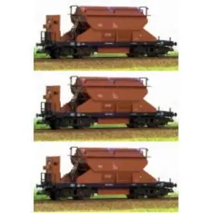 Zestaw trzech wagonów samowyładowczych typu Kkt, z budką hamulcową