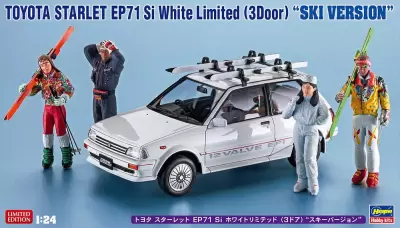 Toyota Starlet EP71 Si White Limited (3 Door) 'Ski Version', z narciarzami