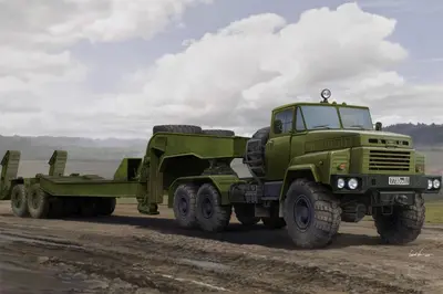 Sowiecki samochód ciężarowy KrAZ-260B z lawetą do czołgów MAZ/ChMZAP-5247G