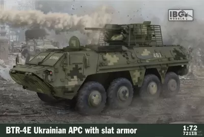 Ukraiński opancerzony wóz piechoty BTR-4E z klatką pancerną