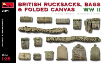 Zestaw brytyjskich plecaków, płócien i pokrowców
