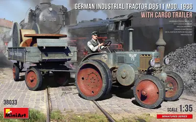Niemiecki traktor D8511 model 1936 z przyczepą