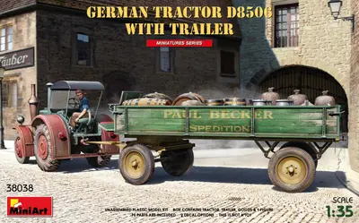 Traktor D8506 z przyczepą i ładunkiem