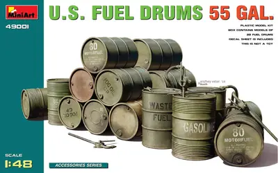 Mini Art 49001 U.S. Fuel Drums 55 Gal.