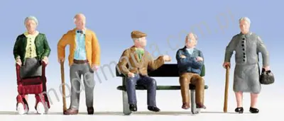 Starsi ludzie siedzący z ławką / 5szt.