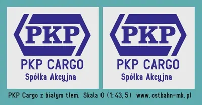 Kalkomania PKP Cargo niebieskie z białym tłem na węglarkę (25,0 x 22,4 mm)