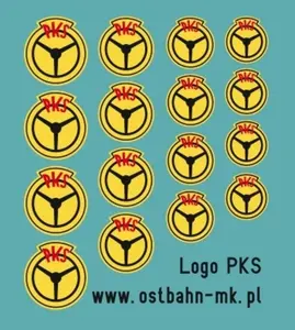 Logo PKS 4 rozmiary po 4 sztuki ( szerokość 4,0 mm; 3,5 mm; 3,0 mm; 2,7 mm)