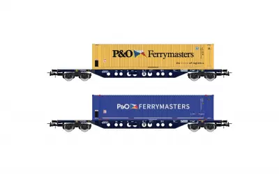 Zestaw 2 wagonów platform Sgnss z kontenerami 45 P&O Ferrymasters