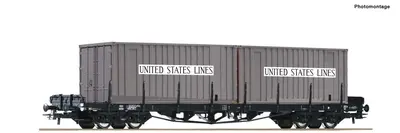 Wagon towarowy platforma z kłonicami i ładunkiem kontenerowym, NS