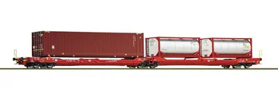Podwójny wagon platforma T3000e z ładunkiem