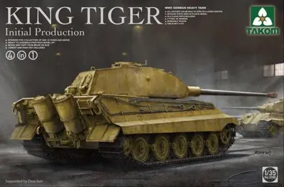 Niemiecki czołg PzKpfW VI King Tiger, wieża Porsche, inicjalna produkcja, 4 in 1