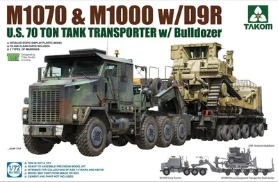 Amerykański transpoter M1070 z naczepą M1000 i buldożerem Caterpillar DR9