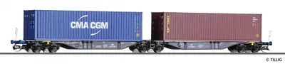 Wagon towarowy kontenerowy typ Sggmrss z ładunkiem, PKP Cargo