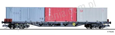 Wagon towarowy platforma Rgs 3910 z kontenerami 20'