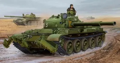 Radziecki czołg T-62 Mod.1975 z trałem KMT-6
