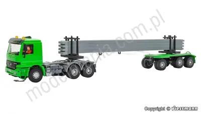 MB ACTROS samochód ciężarowy z elementami betonowymi i migającymi światłami, podstawowy, f