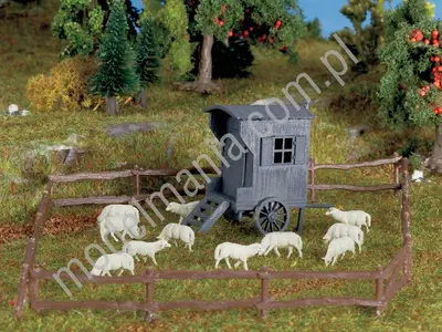 Wóz pasterza z owcami